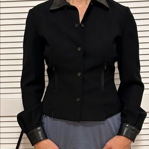 Vintage Dana Buchman wool blend Black Well fitting crop jacket size 2 or small